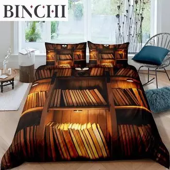 Подарочный комплект пододеяльников для любителей книг, комплект постельного белья для читателей и любителей литературы, винтажный чехол для книжной полки библиотекаря 70x133cm 2pcs