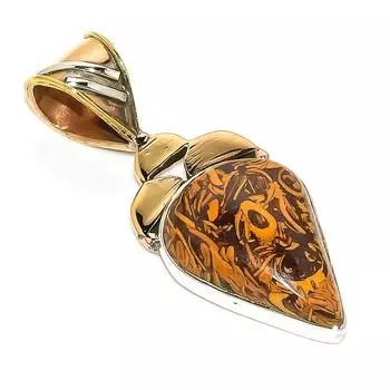 Подарочный кулон из чистого серебра 925 пробы Natural Maryam Jasper TwoTone 1,50 дюйма y8M20