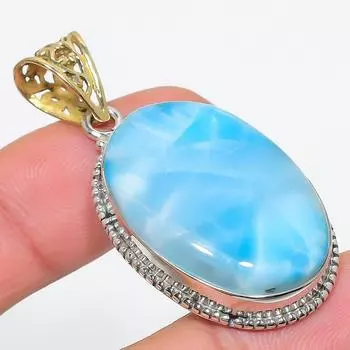 Подарочный кулон из чистого серебра 925 пробы Natural Republic Ларимар 2 дюйма h8Q12