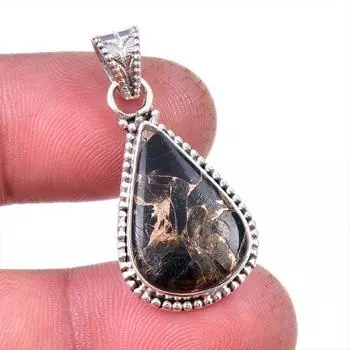 Подарочный кулон из чистого серебра 925 пробы с натуральной черной медью и бирюзой 1,25 дюйма f4t90