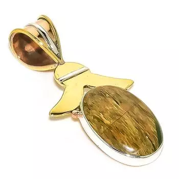 Подарочный кулон из чистого серебра 925 пробы Natural Ocean Jasper TwoTone 1,50 дюйма v7g59