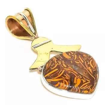 Подарочный кулон из чистого серебра 925 пробы Natural Maryam Jasper TwoTone 1,75 дюйма S8d03
