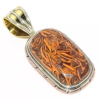 Подарочный кулон из чистого серебра 925 пробы Natural Maryam Jasper TwoTone 1,40 дюйма M6S29