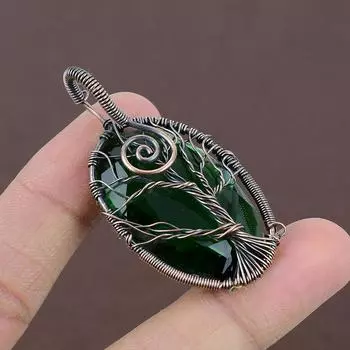 Подарочный кулон из хромдиопсидовой медной проволоки с натуральным древом жизни 2,25 дюйма a3w68