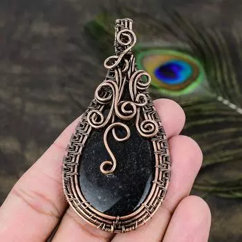 Подарочный кулон из медной проволоки ручной работы с натуральным нууммитом 3,27 j4f50