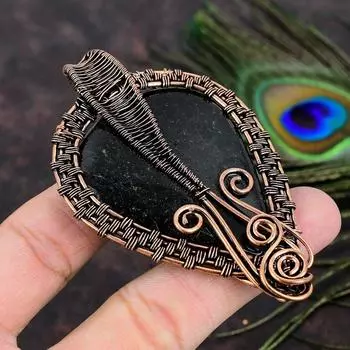 Подарочный кулон из медной проволоки ручной работы с натуральным нууммитом 3,35 Z1F38