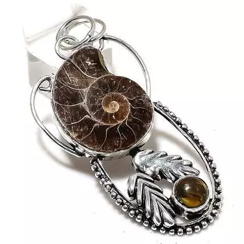 Подарочный кулон из натурального аммонита из стерлингового серебра 925 пробы 2,56 дюйма Z5D41