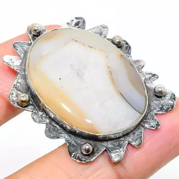 Подарочный кулон из натурального ботсванского агата из стерлингового серебра 925 пробы 1,77 дюйма I7u80