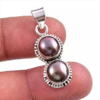 Подарочный кулон из натурального черного жемчуга 925 пробы из стерлингового серебра 1,25 дюйма O3q01