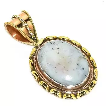 Подарочный кулон из натурального дендритового опала, двухцветный, из стерлингового серебра 925 пробы, 1,50 дюйма, Z1c66