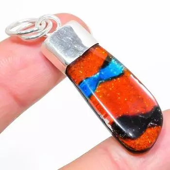 Подарочный кулон из натурального дихроичного стекла, стерлингового серебра 925 пробы, 1,97 дюйма, H1e19