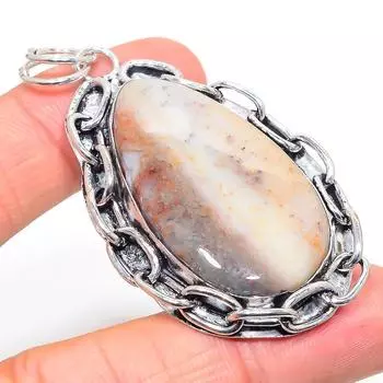 Подарочный кулон из натурального ископаемого коралла ручной работы из серебра 925 пробы 2,68 дюйма E7j46