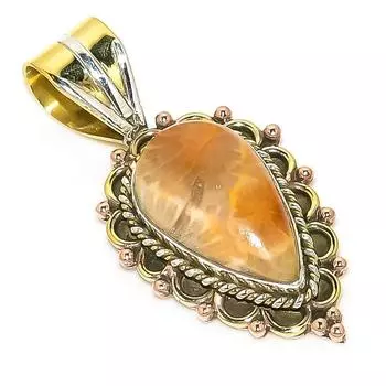 Подарочный кулон из натурального ископаемого коралла, двухцветный, из стерлингового серебра 925 пробы, 1,50 дюйма, d3T86