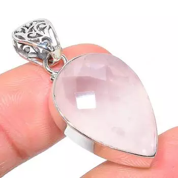 Подарочный кулон из натурального розового кварца 925 пробы из твердого серебра 1,58 дюйма j8e20