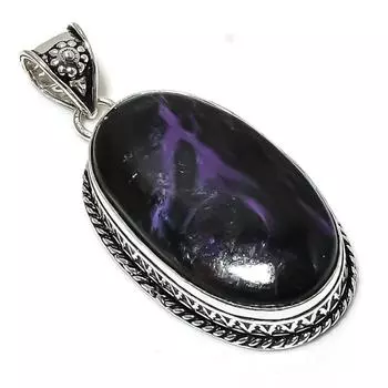 Подарочный кулон из стерлингового серебра 925 пробы с натуральным русским чароитом 2,36 дюйма Y5A36