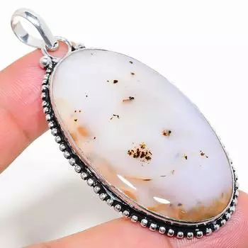 Подарочный кулон из стерлингового серебра 925 пробы с натуральным агатом Монтаны 2,64 дюйма j4g50