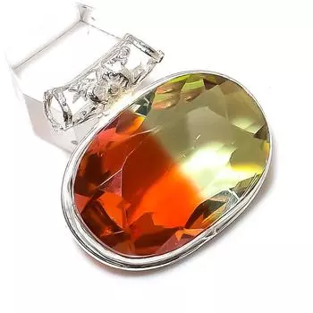 Подарочный кулон из стерлингового серебра 925 пробы с натуральным двухцветным турмалином размером 1,42 дюйма l0K04