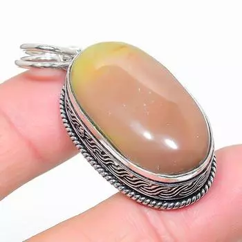 Подарочный кулон из стерлингового серебра 925 пробы с натуральным полиграммным яшмом 1,89 дюйма i1B44