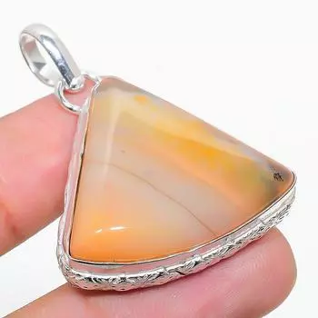 Подарочный кулон из стерлингового серебра 925 пробы с натуральным агатом Монтаны 1,69 дюйма H7H90