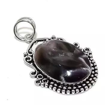 Подарочный кулон из стерлингового серебра 925 пробы с натуральным аметистом и шевроном, 2,40 дюйма, Q8p61