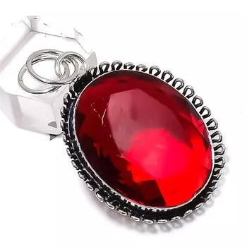 Подарочный кулон из стерлингового серебра 925 пробы с натуральным мозамбикским гранатом 1,97 дюйма R9l51