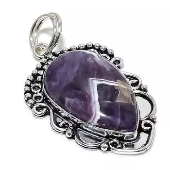 Подарочный кулон из стерлингового серебра 925 пробы с натуральным аметистом и шевроном, 2,44 дюйма g5U71