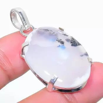 Подарочный кулон из стерлингового серебра 925 пробы с натуральным дендритовым опалом 1,62 дюйма b8t97