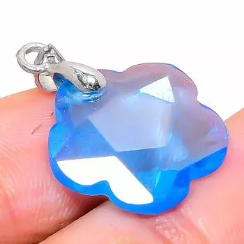 Подарочный кулон из стерлингового серебра 925 пробы с натуральным швейцарским голубым топазом 1,02 дюйма E0d58