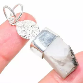 Подарочный кулон из стерлингового серебра 925 пробы с натуральным лунным камнем, грубый драгоценный камень, 1,97 дюйма, o7h13