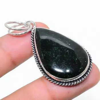 Подарочный кулон из стерлингового серебра 925 пробы с натуральным зеленым авантюрином 2,09 дюйма S6r24