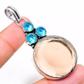 Подарочный кулон из стерлингового серебра 925 пробы с натуральным морганитом и топазом 2,48 дюйма h7A57