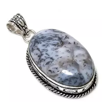 Подарочный кулон из стерлингового серебра 925 пробы с натуральным дендритовым опалом 2,09 дюйма O8L32