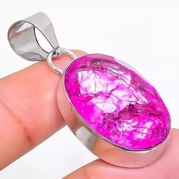 Подарочный кулон из стерлингового серебра 925 пробы с натуральным треснутым хрусталем 1,77 дюйма W6S85