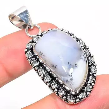 Подарочный кулон из стерлингового серебра 925 пробы с натуральным дендритным опалом 1,93 дюйма b7k95
