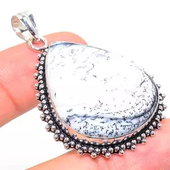 Подарочный кулон из стерлингового серебра 925 пробы с натуральным дендритным опалом 2,09 дюйма L3g27