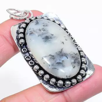 Подарочный кулон из стерлингового серебра 925 пробы с натуральным дендритовым опалом 2,40 дюйма e9b37