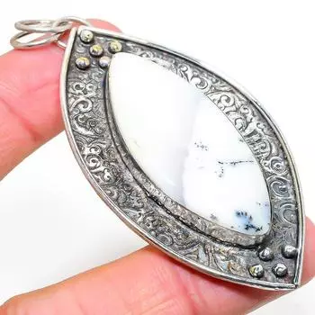 Подарочный кулон из стерлингового серебра 925 пробы с натуральным дендритовым опалом 3,19 дюйма Q8J81