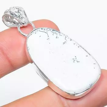 Подарочный кулон из стерлингового серебра 925 пробы с натуральным дендритовым опалом 2,01 дюйма F0B87