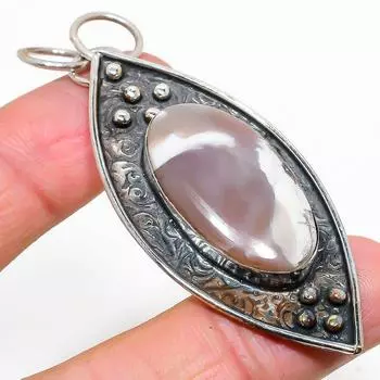Подарочный кулон из стерлингового серебра 925 пробы с натуральным дендритовым опалом 2,80 дюйма H8E54