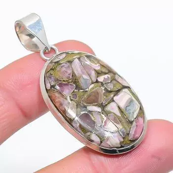 Подарочный кулон из стерлингового серебра 925 пробы с натуральным родохрозитом 2,13 дюйма W4a83