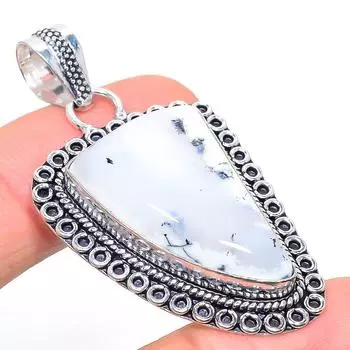 Подарочный кулон из стерлингового серебра 925 пробы с натуральным дендритным опалом 2,13 дюйма k1K48