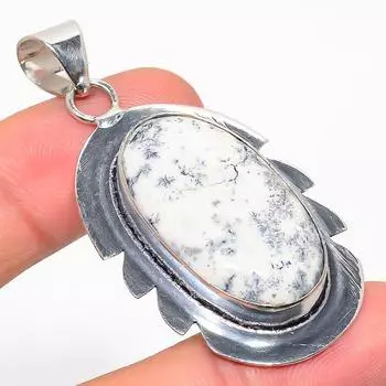 Подарочный кулон из стерлингового серебра 925 пробы с натуральным дендритным опалом 2,25 дюйма P3G29