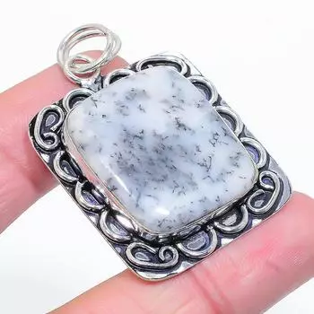 Подарочный кулон из стерлингового серебра 925 пробы с натуральным дендритовым опалом 2,13 дюйма n3M38