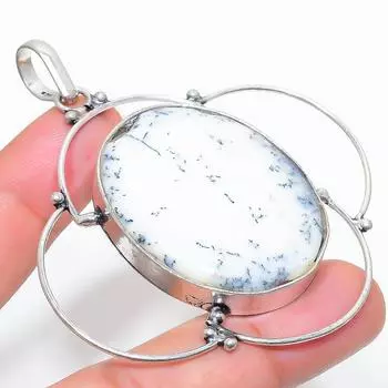 Подарочный кулон из стерлингового серебра 925 пробы с натуральным дендритовым опалом 2,92 дюйма p0G28