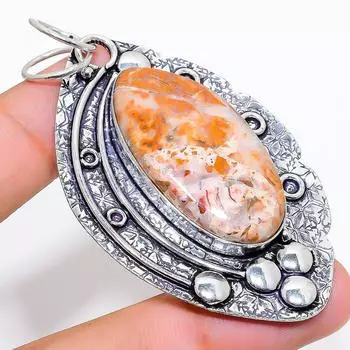 Подарочный кулон из стерлингового серебра 925 пробы с натуральным красным змеиным камнем 2,88 дюйма P9H18