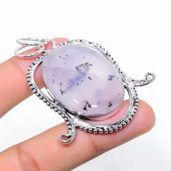 Подарочный кулон из стерлингового серебра 925 пробы с натуральным дендритовым опалом 2,48 дюйма N3H33