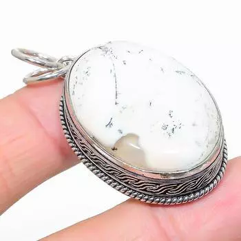 Подарочный кулон из стерлингового серебра 925 пробы с натуральным дендритовым опалом 1,97 дюйма G2H71