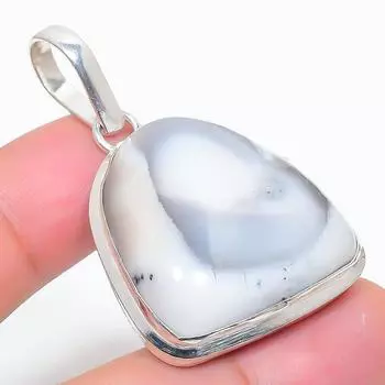 Подарочный кулон из стерлингового серебра 925 пробы с натуральным дендритовым опалом 1,85 дюйма A0F76