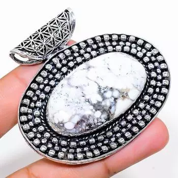 Подарочный кулон из стерлингового серебра 925 пробы с натуральным дендритовым опалом 2,17 дюйма Z3z45