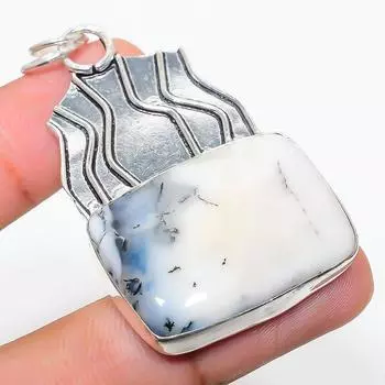 Подарочный кулон из стерлингового серебра 925 пробы с натуральным дендритовым опалом 2,32 дюйма l6w27